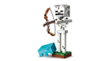 Skeleton with bow and teal block.