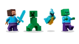LEGO Minecraft Steve, Creeper, Parrot, Zombie figures.