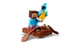 Steve fishing in boat with parrot.