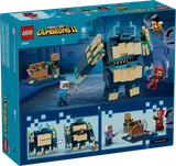 Back of LEGO Minecraft Warden set box detailing play features and dimensions.