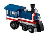 Blue and red LEGO train engine.