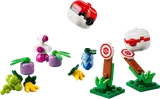 Assorted LEGO Pokémon trainer supplies including Poké Balls, targets, and berries.