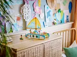 Catamaran displayed on furniture.