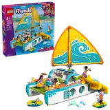 Box art and full LEGO Friends catamaran set.