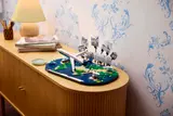 LEGO map on sideboard.