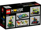 Back of the 'Tribute to LEGO® House' box with close-ups of specific mini-builds.