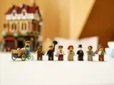 Eight minifigures from LEGO 10350 in a line.