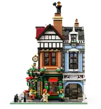 Side view of LEGO 10350, highlighting contrasting facades and staircase.