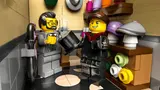 Haberdashery interior with minifigures and hats.