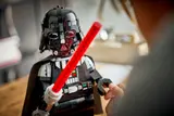Close-up of LEGO Darth Vader's helmet.