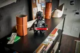 LEGO Darth Vader on display shelf.
