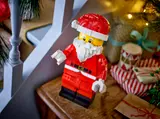 Close-up of Santa's brick-built face.