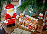 Santa with Gingerbread House set.