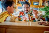 Engaging with built LEGO set.