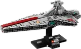 LEGO Venator-Class Attack Cruiser on display stand.