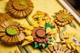 Close-up of LEGO sunflower petals.