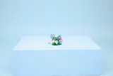 LEGO butterfly model on a pedestal.