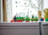 Train on winter windowsill.