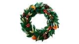 Detailed view of the LEGO Icons Holiday Wreath with red berries.