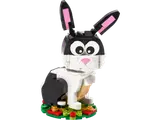 LEGO rabbit model on a green base.