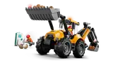 Backhoe loader and worker at site.