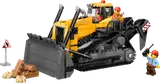 LEGO City heavy-duty bulldozer with minifigures and accessories.