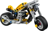 Yellow LEGO Technic Motorcycle model.