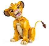 LEGO Young Simba with a playful head tilt.