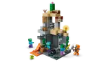 Minecraft dungeon with glowing torch.
