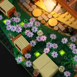 Close-up: glowing flowers and bee tiles.