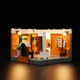 Angled front view of illuminated Lumibricks Art Gallery.