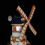 Close-up of the lit windmill top.