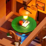Green table with blue under-lighting.