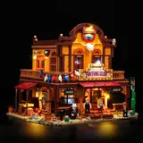 Lit Lumibricks Fortune Club at night.