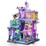 Brightly lit Lumibricks city model.