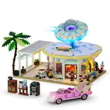 Lumibricks Interstellar Drive-In set with blue UFO.