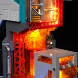 Close-up of lit orange reactor in Lumibricks Tower.