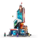 Unlit Lumibricks Neo-Corp Tower on white background.