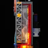 Close-up of lit side panel with data graphics.