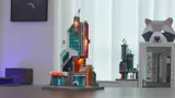 Lumibricks Tower on desk with blurred second tower.