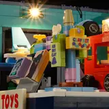 Close-up of lit Toy Store central display.
