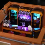 Illuminated motel bar detail.