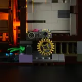 Exposed gears, textured base