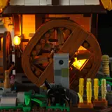 Waterwheel glow, dog, and details