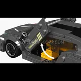 Side view of the race car model.