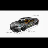 Brick-built Mould King Koenigsegg race car with dimensions.
