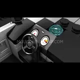 KC23 cockpit: wheel, gauges, blue shifter.