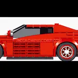 Side view of red Testarossa model.