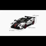 Mould King Zonda Cinque Supercar 27093 model with dimensions displayed.