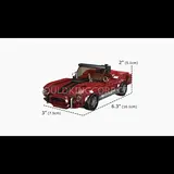 Shelby Cobra brick model with dimensions.